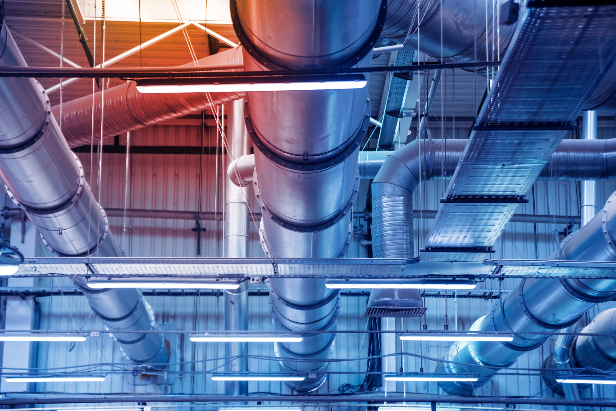 Air conditioning of buildings. Background of ventilation pipes. Laying of engineering networks.